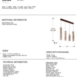 Lustra liniara cu 4 pendule suspendate LED Canas - Img 7