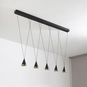 Lustra liniara cu 5 pendule suspendate LED Conic - Img 4