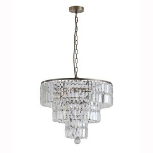 Lustra metal alama antic, cristal transparent Empire 5L