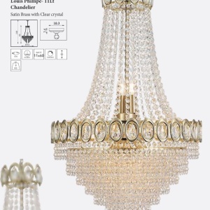 Lustra metal alama satinata, cristal transparent Louis Phillipe 628528 universul-luminii.ro