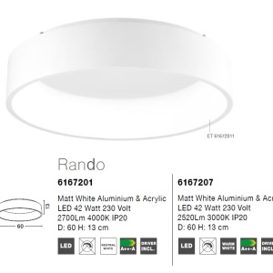 Lustra moderna aplicata LED 3000K 60cm RANDO alb NVL-6167207 82818 universul-luminii.ro