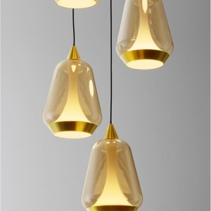 Lustra moderna cu 5 pendule LED, Metal, Sticla, Champaign, ALISH 245138 universul-luminii.ro