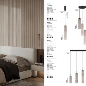 Lustra moderna cu 5 pendule LED, Metal, Sticla, Moca, SANO 245288 universul-luminii.ro