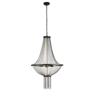 Lustra moderna decorata cu lanturi negre si margele din sticla Baguette 5L 111898 universul-luminii.ro