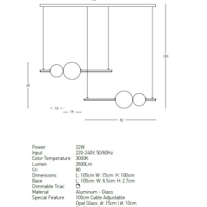 Lustra moderna design deosebit LED dimabil Leola - Img 3