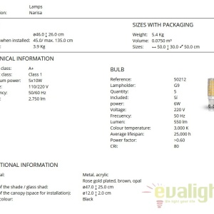 Lustra moderna design elegant Narisa 46cm, roze gold SV-266251N 62268 universul-luminii.ro