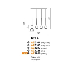 Lustra moderna Izza 4 fumurie ZZ AZ2938 80568 universul-luminii.ro