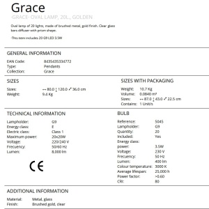Lustra ovala suspendata eleganta design modern Grace 20L 202188 universul-luminii.ro