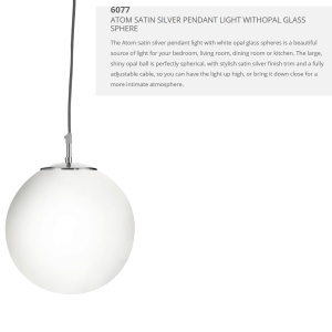 Lustra / Pendul design modern 30cm Atom silver / opal 6077 SRT 46728 universul-luminii.ro