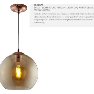 Lustra / Pendul design modern 35cm Balls chihlimbar 1635AM SRT - Img 6
