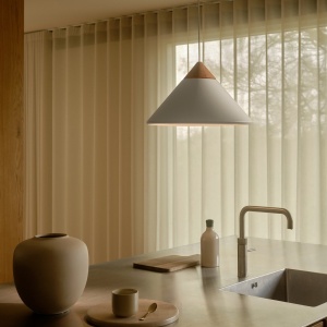 Lustra, Pendul Design Nordic Minimalist, Lemn, Metal, Kinto alb - Img 2