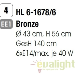 Lustra / Pendul design rustic Bruno HL 6-1678/6 bronze OR 61318 universul-luminii.ro