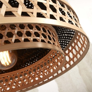 Lustra/Pendul eco din bambus Ubud double shade, bl/nat 213768 universul-luminii.ro
