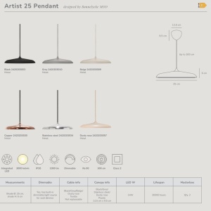 Lustra, Pendul LED, Design Nordic Minimalist, Artist 25cm Bej - Img 8