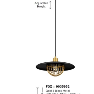 Lustra /Pendul metalic design modern FOX negru/auriu 138568 universul-luminii.ro