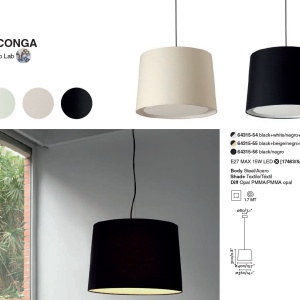 Lustra pendul moderna design elegant CONGA simple negru/alb 64315-54 90778 universul-luminii.ro