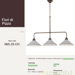 Lustra, Pendul rustic fabricat manual 3 brate Fiori di Pizzo 065.25OC 53948 universul-luminii.ro
