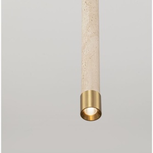 Lustra, Pendul tubular din travertin Muse metal auriu - Img 6