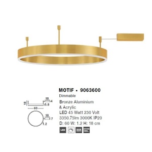 Lustra/Plafoniera LED dimabila design circular MOTIF bronz 60cm 214018 universul-luminii.ro