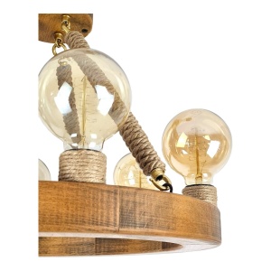 Lustra rustica fabricata manual din lemn EVIA 6L 231708 universul-luminii.ro