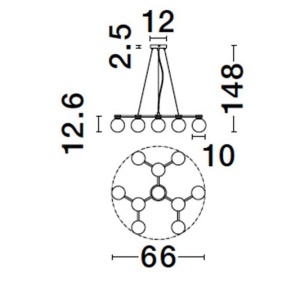 Lustra suspendata cu 10 surse de lumina DOMINO 152708 universul-luminii.ro
