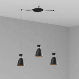 Lustra suspendata cu 3 pendule RETRO negru/cupru