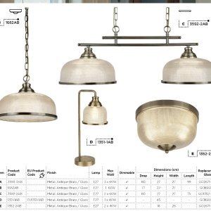 Lustra suspendata design clasic Bistro II 3L alama antique 3593-3AB SRT 185048 universul-luminii.ro