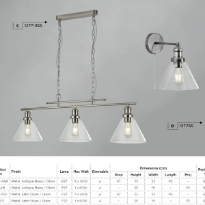 Lustra suspendata design clasic Pyramid silver satin 1277-3SS SRT - Img 5