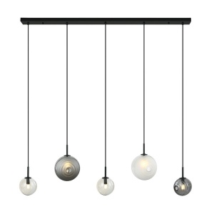 Lustra suspendata design decorativ Iris line fumuriu/frost-white