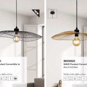 Lustra suspendata design deosebit Wave auriu, negru - Img 3