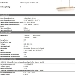Lustra suspendata design LUX East rectangular, alama 115539 HZ 200278 universul-luminii.ro