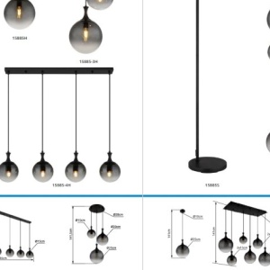 Lustra suspendata design modern DALTON 4L negru/fumuriu - Img 7