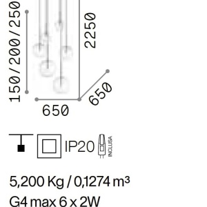 Lustra suspendata design modern Equinoxe sp6 crom/transparent - Img 4