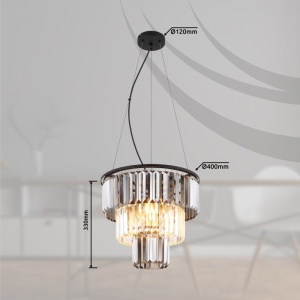 Lustra suspendata design modern NAXIS 3L negru/fumuriu 236148 universul-luminii.ro