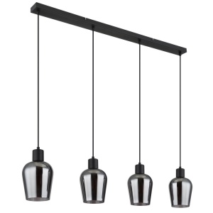 Lustra suspendata design modern RYAN 4L negru/fumuriu 142318 universul-luminii.ro
