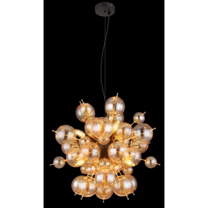 Lustra suspendata design modern UDO 6L negru/chihlimbar - Img 3