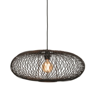 Lustra suspendata din bambus Cango negru, 60x25cm