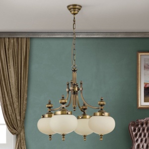 Lustra suspendata eleganta stil clasic Nostalgie 4L patina/ champagne 163698 universul-luminii.ro