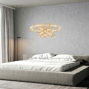 Lustra suspendata LED design ambiental Ring TRIPLES auriu - Img 14