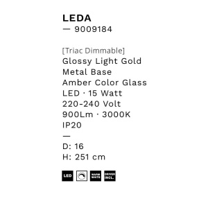 Lustra suspendata LED design modern Leda auriu - Img 2