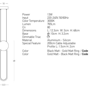 Lustra suspendata LED design modern Ring auriu/ negru 151908 universul-luminii.ro