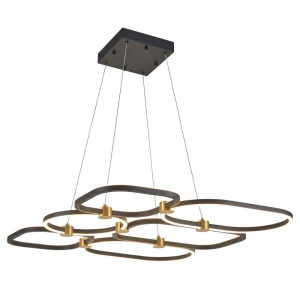 Lustra suspendata LED iluminat sus si jos POLA alb/ auriu - Img 2