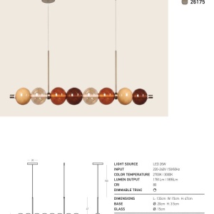 Lustra suspendata LED liniara cu sticla colorata OLIO - Img 3