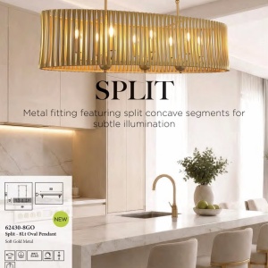 Lustra suspendata masa sufragerie metal auriu Split 8Lt Oval - Img 5