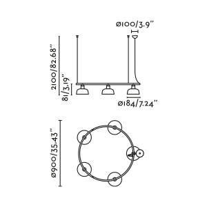 Lustra suspendata metal TATAWIN S 5L negru - Img 5