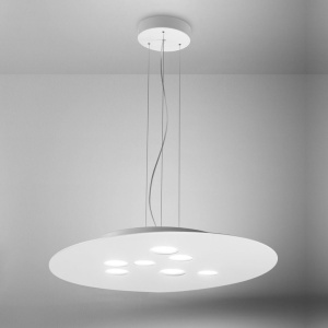 Lustra suspendata moderna Luna 60x72,5cm, alb sau gri 147418 universul-luminii.ro