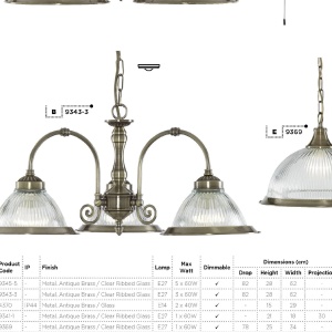 Lustra suspendata stil clasic American Diner 3L alama antic 9343-3 SRT 185038 universul-luminii.ro