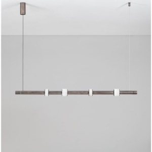 Lustra tub subtire aluminiu gri inchis si alabastru LED MARLOW - Img 9