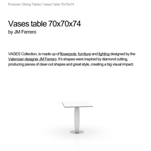 Masa de exterior / interior design modern premium VASES 70x70cm - Img 4