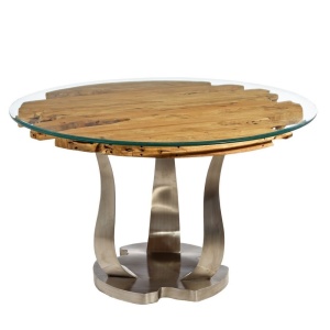 Masa design industrial-vintage cu blat din lemn de tec reciclat, Dexter 130cm DZ-94928